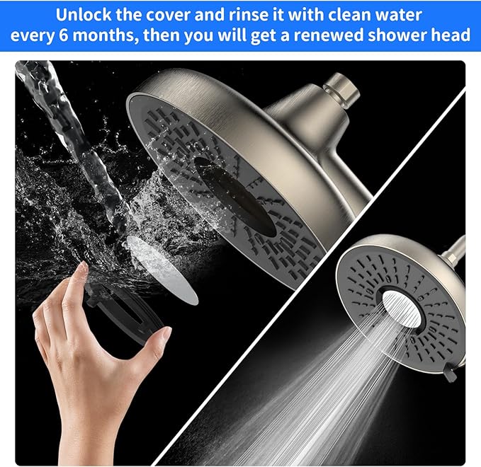 Filtered Shower Head- 8 Inches High Pressure Fixed Rain Showerhead with Filter - filtro para ducha de baño (Blushed Nickel)