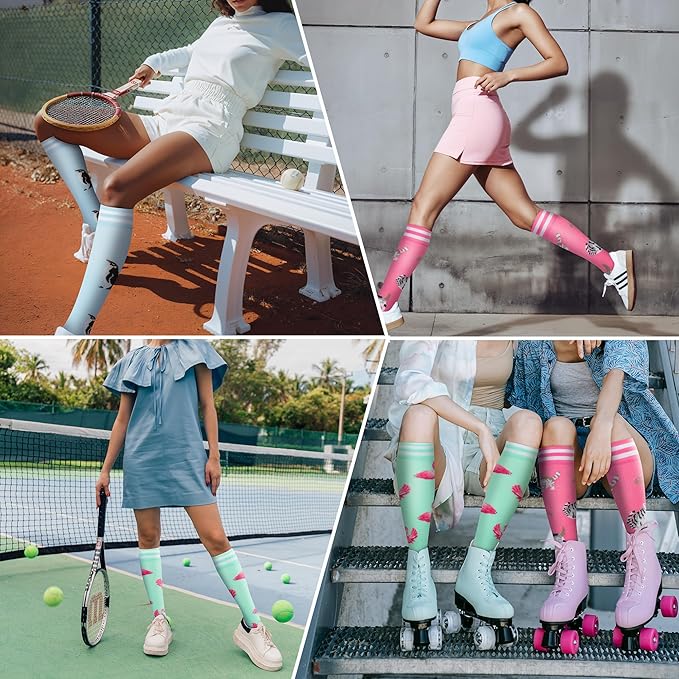 fenglaoda Compression Socks for Women Men Knee High 3 Pairs Support for Nurses, Travel, Circulation, Athletic, Pregnancy