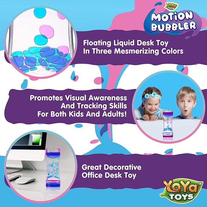 YoYa Toys Liquimo - Liquid Motion Bubbler 1 Pack - Sensory Fidget Toy for Kids & Adults - Hourglass Bubble Timer - Visual Desk Toy for Focus, Relaxation & Stress Relief