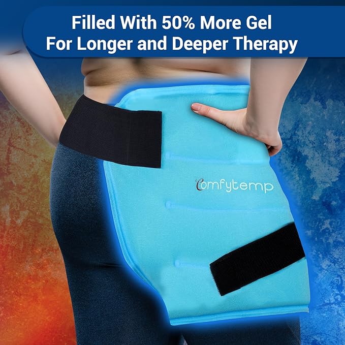 Comfytemp Large Hip Ice Pack Wrap for Sciatica, Hip Replacement, FSA Eligible, Reusable Gel Ice Packs for Injuries, Fracture, Pain Relief, Cold Compress Hip Brace Physical Therapy Recovery Gift (L/XL)