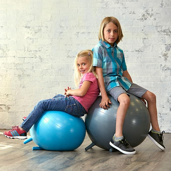 Stay-N-Play Children's Balance Ball - Flexible School Chair Active Classroom Desk Alternative Seating Built-In Stay-Put Soft Stability Legs, Includes Air Pump
