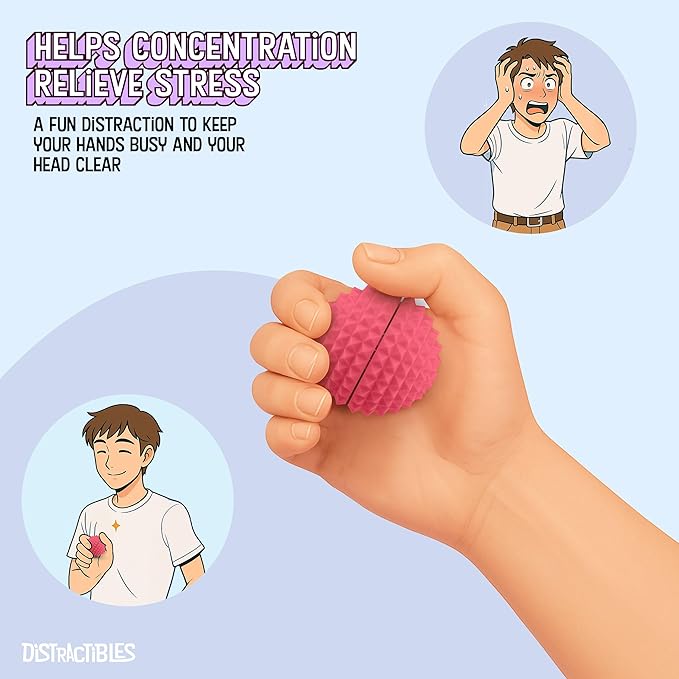 Round Spiked Sensory Fidget Clicker, Tactile Stimming Device with Mechanical Clicky Switches, Lanyard Attachment, Ideal for Pain Stim, ADHD, Autism & Stress Relief (Pink, Medium)