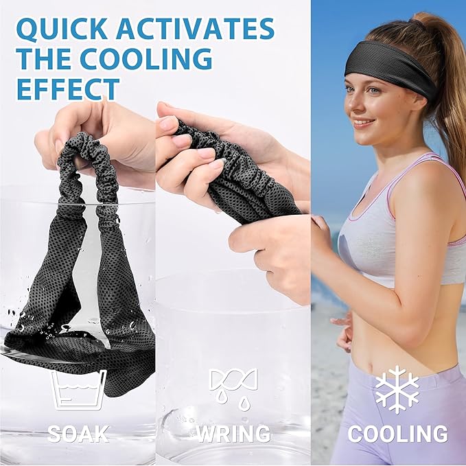 Sukeen Cooling Headbands for Women, Instant Cooling, Moisture Wicking Non-Slip Sweatbands for Women, Elastic Sweat Bands Headbands for Running Yoga Gym Athletic Sports Workouts