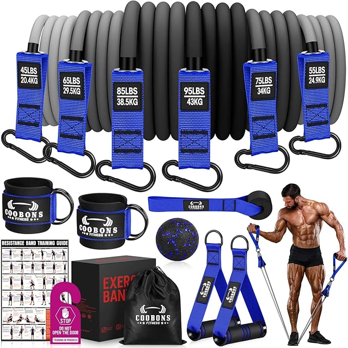 Heavy Resistance Bands for Working Out, 300LBS Exercise Bands with Handles, Workout Bands for Men, Weight Fitness Bands Set for Muscle Training, Strength, Slim, Yoga, Home Gym Equipment