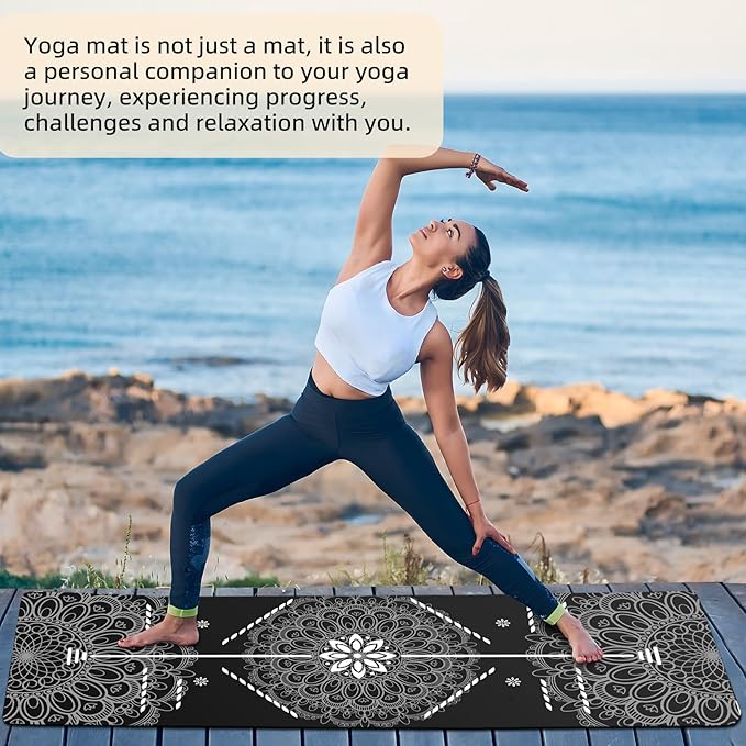 FOLAI Extra Thick Yoga Mat 6mm - Non-Slip Exercise Mat for HIIT, Pilates & Home Workouts & Workout with Free Carry Strap