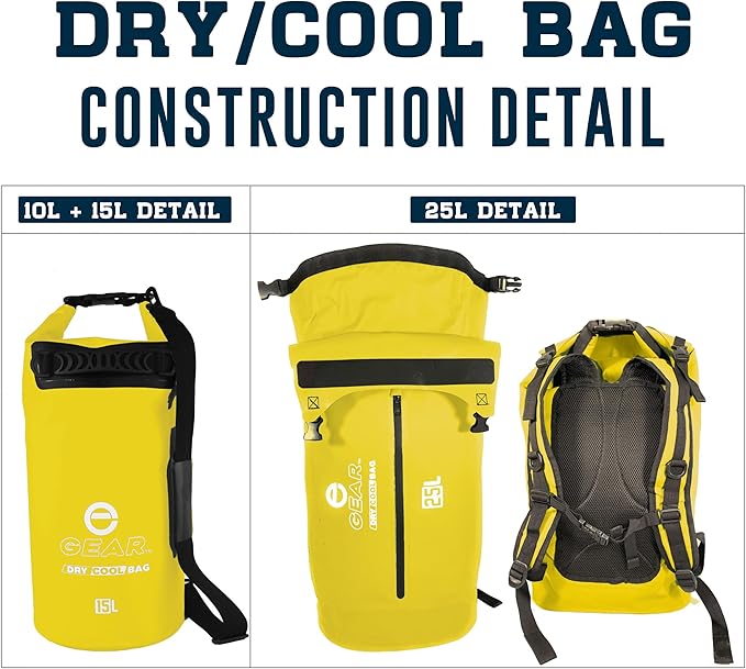 Insulated Dry Bag Floating Cooler – 10L / 15L / 25L Roll Top, Leak Proof, Waterproof, Collapsible, with Padded Shoulder Strap - Perfect for Kayaking Fishing Beach