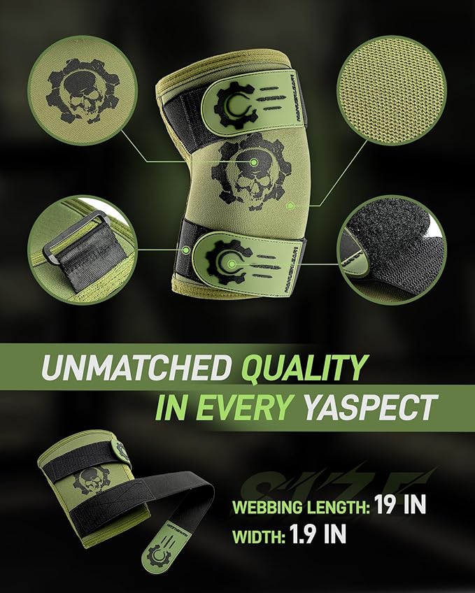 MANUEKLEAR 5mm Neoprene Weight Lifting Elbow Sleeves for Men (1 Pair), Elbow Sleeves Weightlifting Men with 2 Adjustable Compression Straps for Bench and Powerlifting & Weightlifting