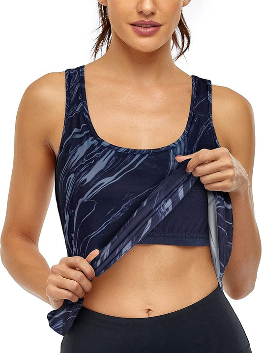 Cestyle Womens Tank Tops with Built in Bras Racerback Yoga Workout Sports Activewear