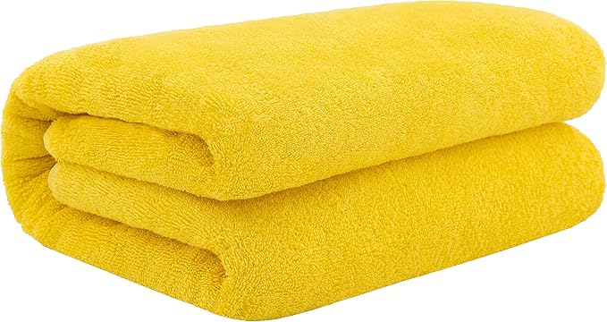 Cotton Paradise 100% Cotton 40x80 Oversized Bath Sheet, Extra Large Turkish Bath Towels for Bathroom, Yellow Bathsheet