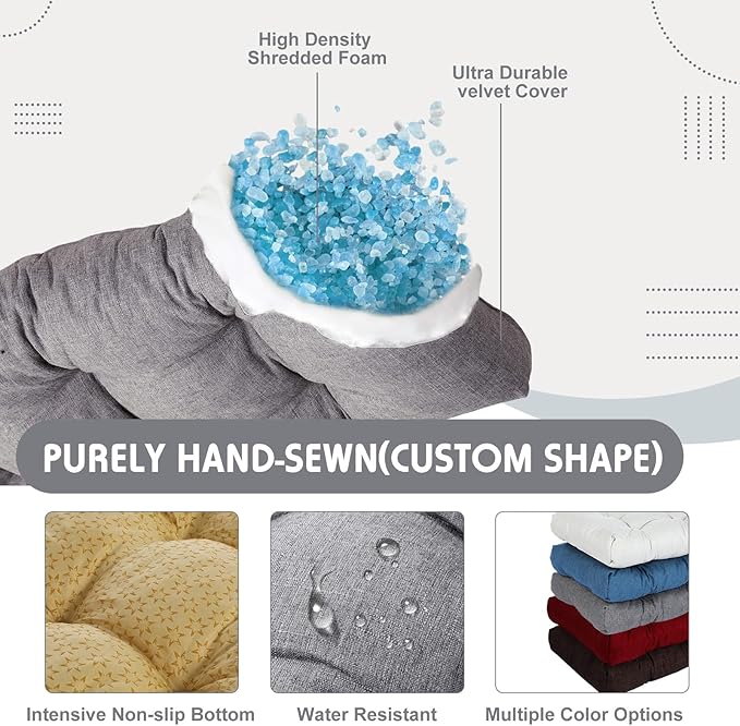 2 Pack Outdoor Bench Cushion Patio Waterproof Porch Swing Cushions Tufted Memory Foam Bench Seat Pads Thicken Non Slip for Outside Indoor Garden Furniture Wicker Loveseat Settee(Gray,42x16 Inch)