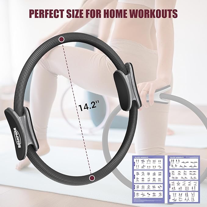 Pilates Ring Set - 14" Magic Circle with Yoga Ball & Resistance Bands – Home Workout Equipment for Women, Toning & Core Sculpting Essentials Kit
