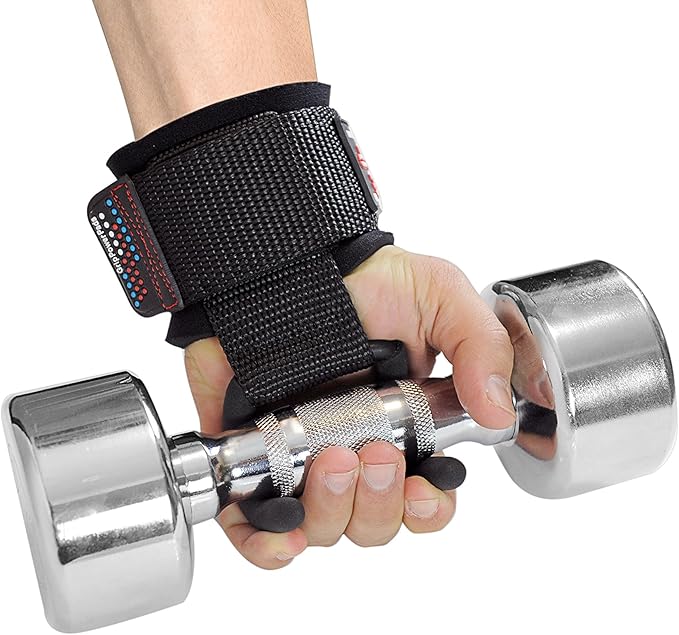 Weight Lifting Rod Hooks Heavy Duty Wrist Wraps Power Weight Lifting Training Gym Grips Straps Set of 2