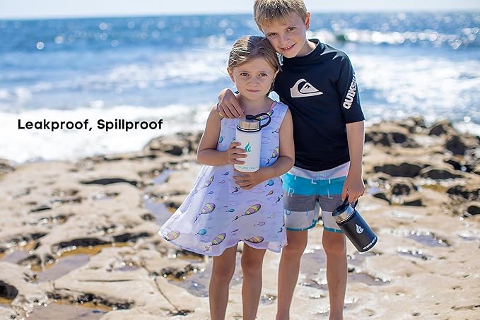 HYDRO CELL Stainless Steel Insulated Water Bottle with Straw - For Cold & Hot Drinks - Metal Vacuum Flask with Screw Cap and Modern Leakproof Sport Thermos for Adults (Black 14oz)