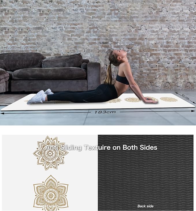 Non Slip Yoga Mat TPE Workout Mat for Men Women, Thick Workout Mat with Carrying Strap, Fitness Mats for Exercise, Yoga, Fitness, Pilates, Floor Workouts (72" x 24" x 6mm)