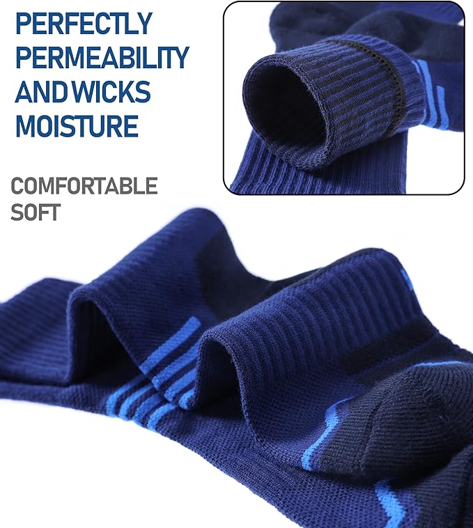 FNOVCO Women's Hiking Walking Running Crew Socks Thick Cushioned Athletic Compression Socks 5 Pairs