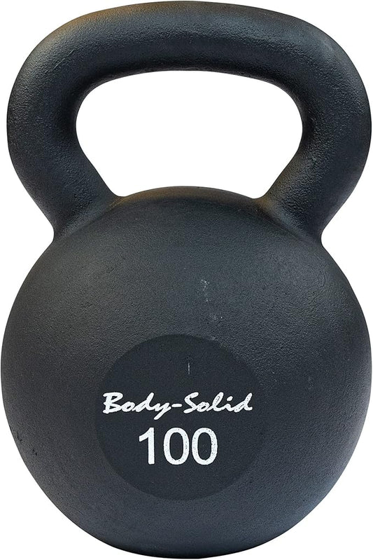 Body-Solid Matte Black Powder Coat Kettlebell with Kettle Grip Handle, Perfect Kettlebells for Weight Training and Core Workout Exercise Equipment