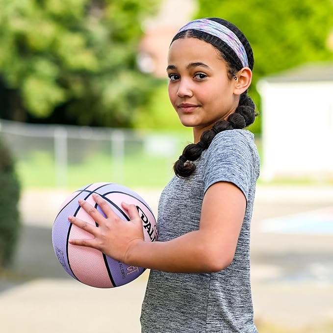 FROG SAC Sport Headbands for Girls, Adjustable Non Slip Athletic Sports Hair Bands for Women, Stretch Elastic Workout Mesh Headband for Yoga Running Exercise Soccer (Rainbow/Black/Blue Tie Dye)