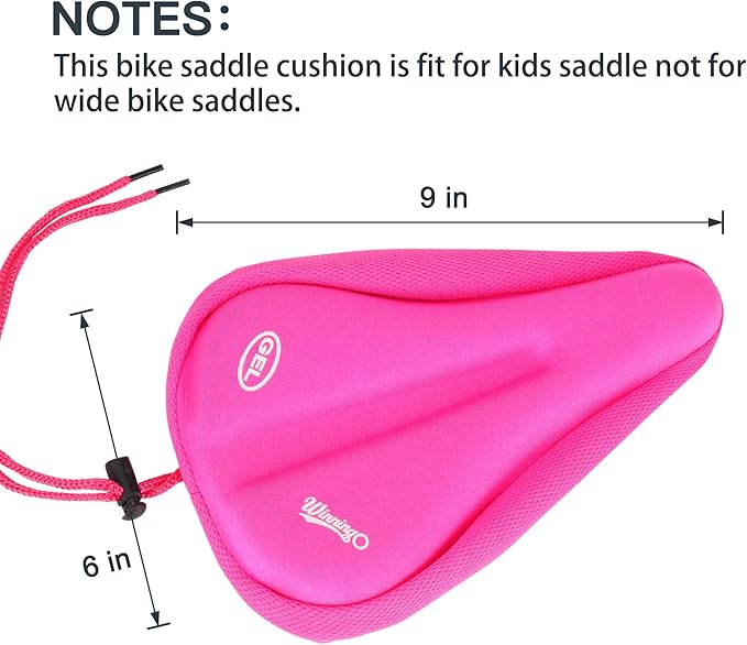 Gel Kids Bike Seat Cushion Cover, Anti-Slip Child Bike Seat Cover Comfortable Adjustable Small Bicycle Saddle Pad, 9'' X 6''