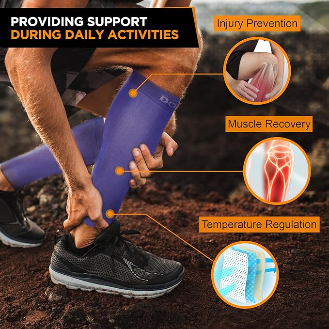Doc Miller Compression Calf Sleeve for Men & Women, Premium Medical Grade, 15-20mmHg Graduated Support for Running, Calf Tear, Shin Splints, Knee High, Calf Sleeves, 1 Pair