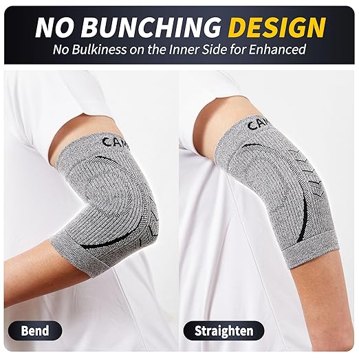 CAMBIVO 2 Pack Elbow Brace for Women and Men, Elbow Compression Sleeve for Tendonitis, Golf Elbow, Tennis Elbow, Arthritis, Bursitis, Weightlifting, and Basketball