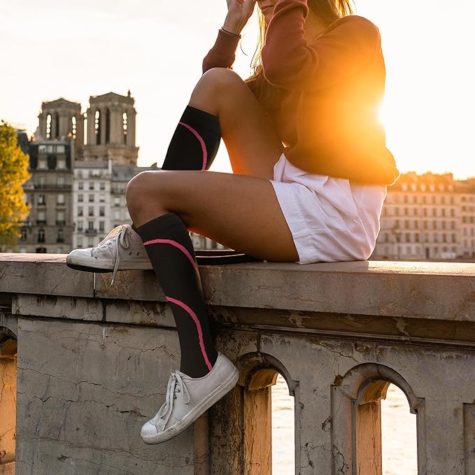 Compression Socks for Women Men Circulation Knee High 8 Pairs for Nurses, Running, Travel, Athletic