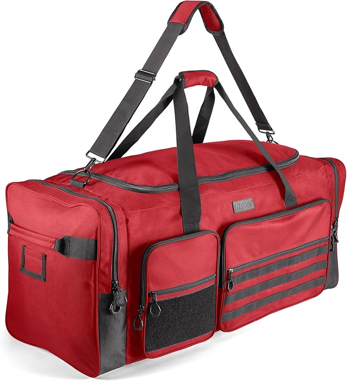 Fitdom 130L 36" Heavy Duty Extra Large Sports Gym Equipment Travel Duffle Bag W/Adjustable Shoulder Strap & 7 Compartments. Perfect for Soccer Baseball Basketball Hockey Football, Team Coaches & More