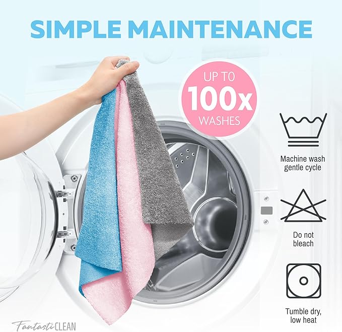 Fantasticlean XL Tear-Away Microfiber Cleaning Cloth Roll, 16'' by 16''- 36 Sheets, Thick & Large Detailing Towels, Ultra Absorbent, Lint-Free Reusable Wipes for Home, Car or Outdoor (Glossy Blue)