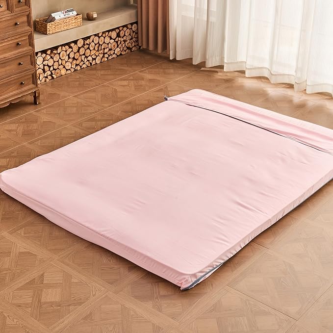 Dr.Futon Japanese Floor Futon Mattress Extra Thick Folding Roll Up Bed Topper Mat for Guest,Lounger and Tavel