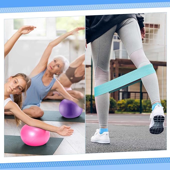 Poen Home Pilates Kit for Women Pilates Equipment Ring and Ball Set with Stretching Strap 8 Resistance Bands Non Slip Socks Gym Back Bags Exercise Equipment for Workout