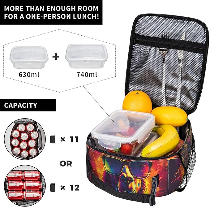 Insulated Lunch Box for Women Men, Alpaca Theme Lunch Box Reusable Portable Lunch Bag Cooler Tote Waterproof Lunch Container for Office Picnic Work Travel