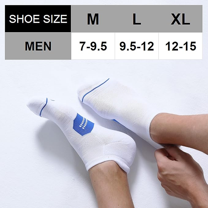 CS CELERSPORT 6 Pack Men's Running Ankle Socks with Cushion, Low Cut Athletic Sport Tab Socks