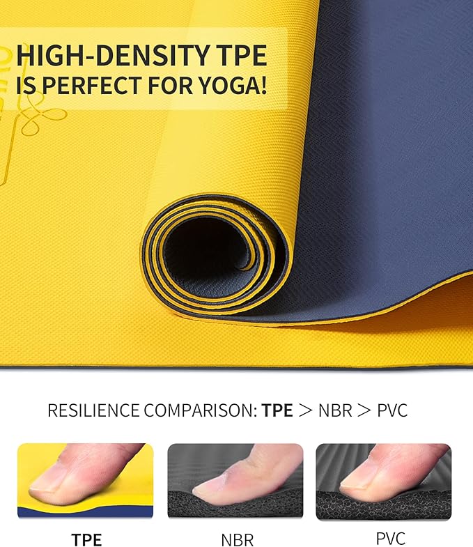 CAMBIVO Yoga Mat for Women Men Kids, 1/3 & 1/4 & 2/5 Inch Extra Thick Yoga Mat Non Slip, 72" x 24" TPE Yoga Mats, Workout Mat with Carrying Strap for Yoga, Pilates and Floor Exercises