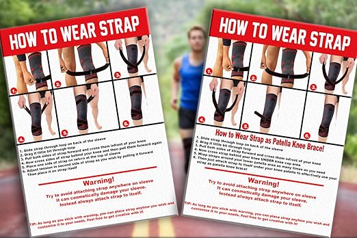 Knee Brace Compression Sleeve with Strap for Best Support & Pain Relief for Meniscus Tear, Arthritis, Running, Basketball, MCL, Jogging and Post Surgery Recovery for Men & Women (Black, XXL)