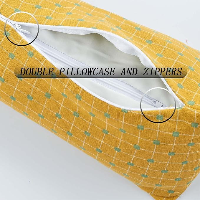 Buckwheat Pillow, Organic Buckwheat Pillow Neck Roll Pillow Cervical Lumbar Support Pillow Round Therapeutic Bolster Pillow For Stomach Sleepers Spine And Back Pain Buckwheat Hulls Filling