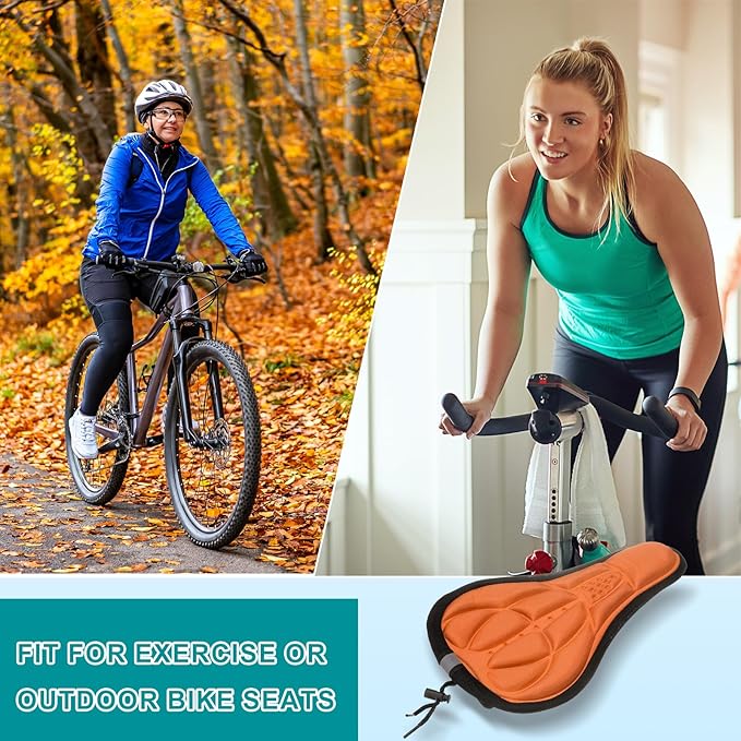 HARFINGTON Bike Seat Cover Bicycle Saddle Cushion with Drawstring Large Comfortable Gel Padded Oversized Paddle for Men Women