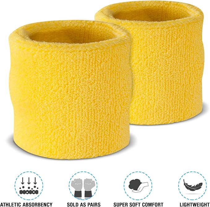 Suddora Sweatbands Set, Moisture Wicking 2 Wristbands and 1 Headband, Breathable Terry Cloth Athletic Bands for Basketball, Tennis, Yoga, Gym, Sweat Bands for Costumes and Cosplay