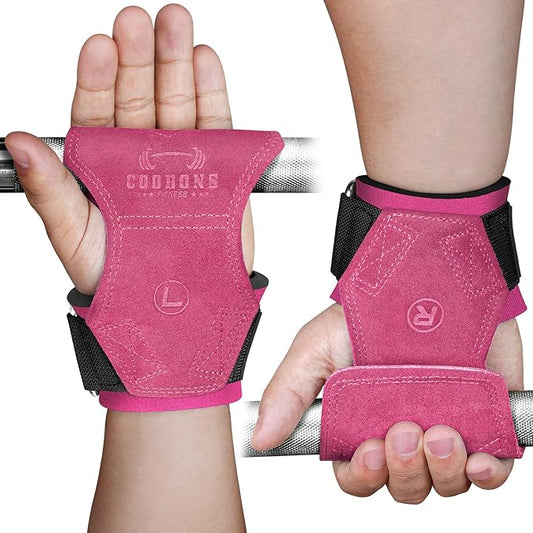 Lifting Wrist Straps for Weightlifting, Double Layer Leather for Weight Lifting Wrist Wraps, Deadlifts, Heavy Powerlifting and Adjustable Wrist Hooks for Strength Training, Gym Workouts Men/Women