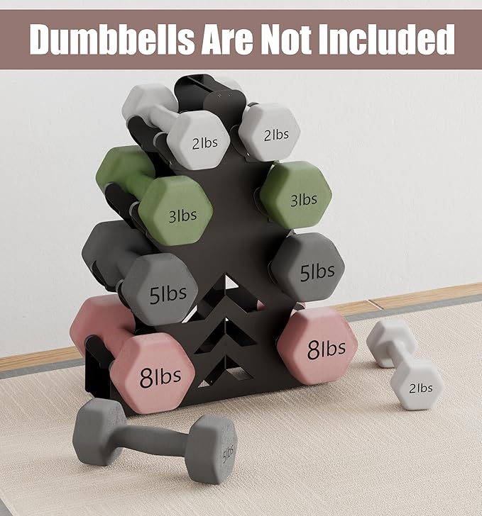 Dumbbell Rack, Stand Only, No Install Needed Small Weight Rack with Dumbbell Protector Edge,Suitable for Rubber-Coated Dumbbells