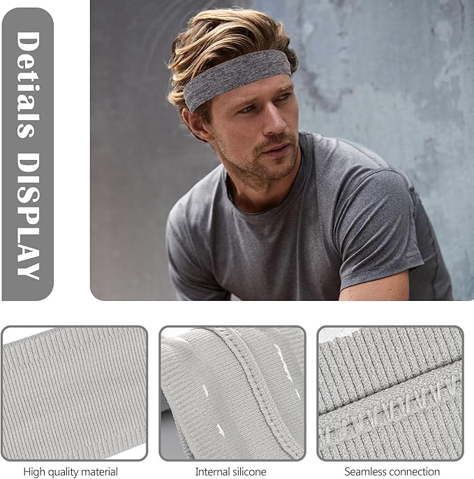 Workout Headbands Non Slip Headband Sport Headbands Sweatbands Elastic Sport Hair Bands for Sports Travel Indoor Fitness Gym