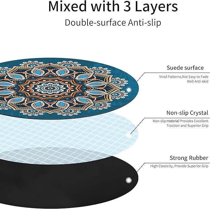 Round Meditation Pilates Yoga Mat Luxury Suede Large Yoga Mat Natural Rubber Non-Slip Base is ery Suitable for Meditation, Stretching, Yoga Environmental Protection, Fitness Exercise, Home and Outdoor. 140CM Diameter