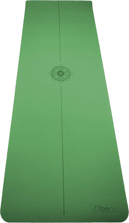 Bean Products SuperLite TPE Yoga Mat | Centering Mandala Design | Extra-long | Non-skid, Slip Resistant | Earth-friendly exercise gym mat | (6mm thick x 24” wide x 72” long)