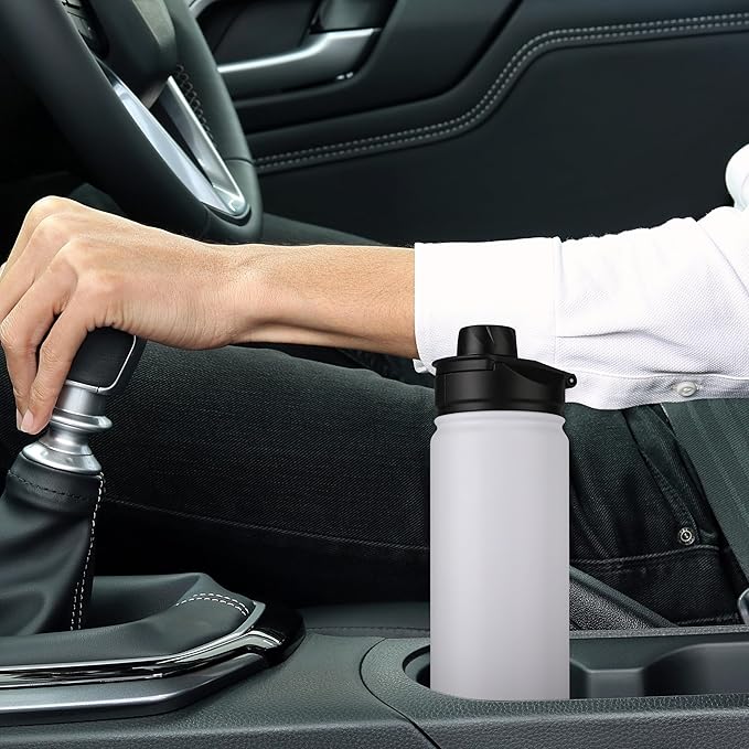 HASLE OUTFITTERS Insulated Water Bottle 22 oz Double Wall Stainless Steel Water Bottle Wide Mouth with Straw Lid & Spout Lid Keeps Cold or Hot(White,1)