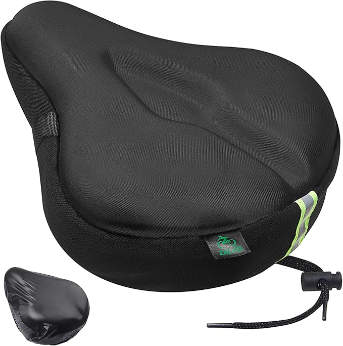 Zacro Bike Seat Cushion - Gel Padded Bike Seat Cover for Men Women Comfort, Extra Soft Exercise Bicycle Seat Compatible with Peloton, Outdoor & Indoor Bike Saddles