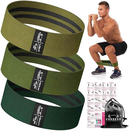 Fabric Resistance Bands for Working Out - Exercise Bands for Women and Men, Booty Bands for Legs and Glute, Yoga, Pilates, Rehab, Fitness and Home Workout