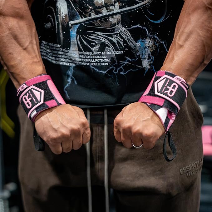 Heavy Duty Premium Wrist Wraps, More Elasticity, Reinforced Stitching, Extra Wide Strap, Strong Thumb Loop, Larry Wheels Weightlifting Wraps