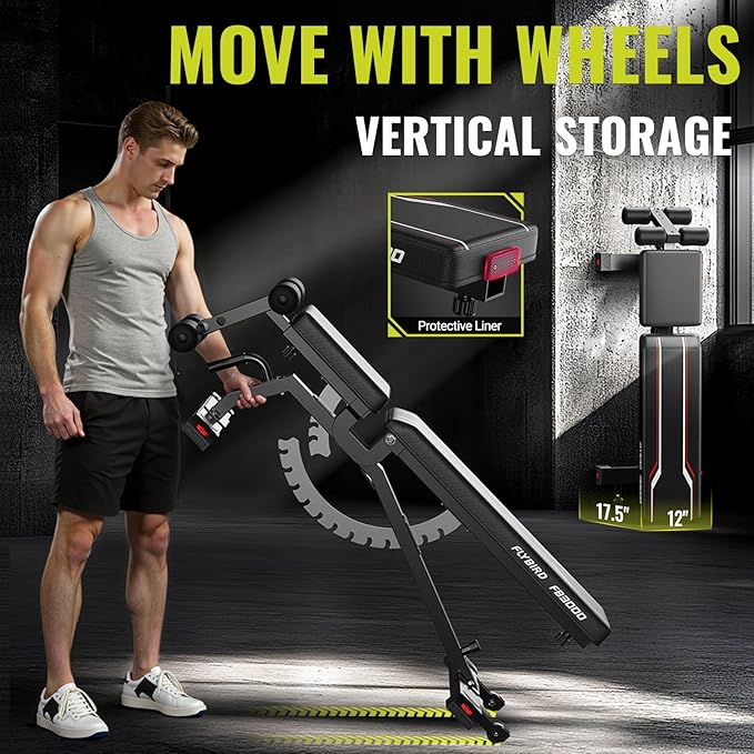 FLYBIRD Strength Training Bench for Home Gym, Adjustable Weight Bench can be Folded for Storage/Vertical Storage, Space-Saving Workout Bench