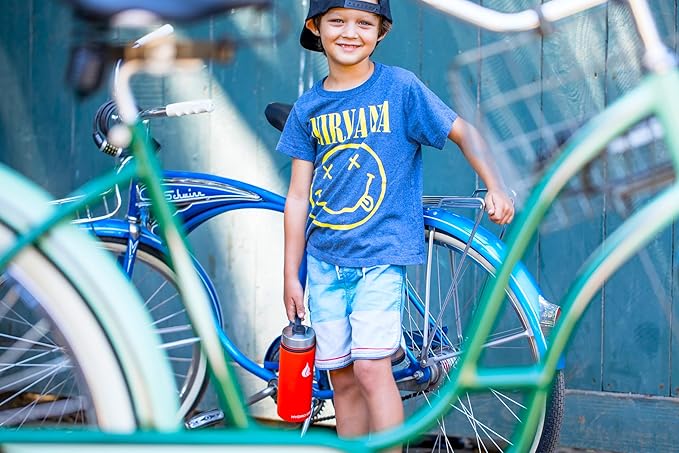 HYDRO CELL Stainless Steel Insulated Water Bottle w/Straw, 2 Lids Metal Vacuum Flask with Modern Leakproof Sport Straw Design (Mandarin 18oz)