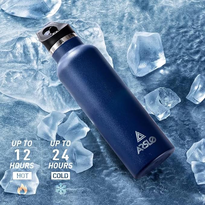 Stainless Steel Double Wall Water Bottles, Vacuum Insulated Bottle With Straw Lid, Insulated Water Bottle Keeps Water Cold for 24 Hours, Hot for 12 Hours, Hiking, Sports