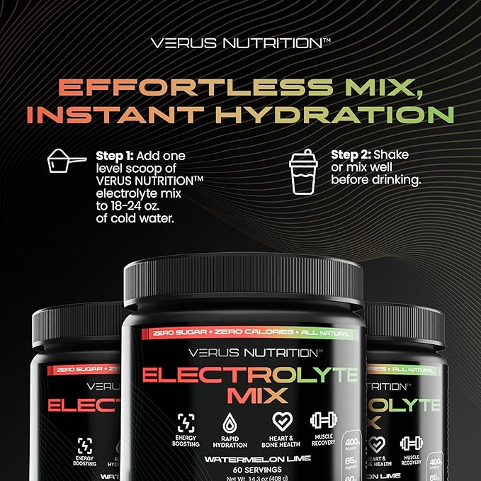 Electrolytes Powder No Sugar- Zero Calorie Hydration Powder | Sugar Free Electrolytes for Fasting, Keto & Vegan | Natural Ingredients Electrolyte Mix for Energy Boost, 60 Servings