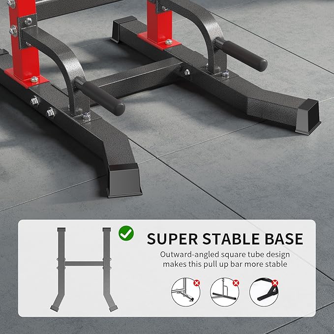 DlandHome Power Tower Pull Up Bar Station, Heavy Duty Adjustable Height for Home Gym Strength Training Equipment 330LBS Weight Capacity, Pull Up Dip Station